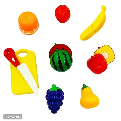 Realistic Sliceable Fruits Vegetable Cutting Play Toy Set for Kids (Multicolor) (Fruits Cutting Play Set - 9 Pcs)-thumb2