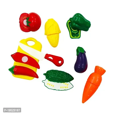 Realistic Sliceable Fruits Vegetable Cutting Play Toy Set for Kids (Multicolor) (Fruits Cutting Play Set - 9 Pcs)