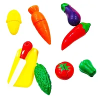 Realistic Sliceable Fruits Vegetable Cutting Play Toy Set for Kids (Multicolor) (Fruits Cutting Play Set - 9 Pcs)-thumb1