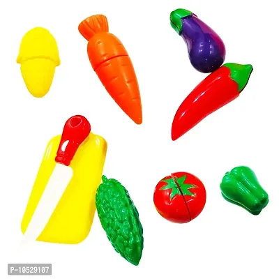 Realistic Sliceable Fruits Vegetable Cutting Play Toy Set for Kids (Multicolor) (Fruits Cutting Play Set - 9 Pcs)-thumb2