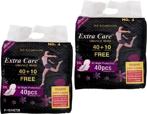 ALIZEE Extra Care XXL Sanitary Pads Napkins for Girls / Women - (40 Pads +10 Panty Liners) COMBO Pack of 2