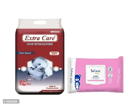Extra Care Baby Pant Diaper XXL size + Softsen Baby Wipes-thumb0
