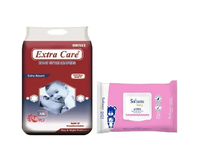 Extra Care Baby Pant Diaper + Softsen Baby Wipes