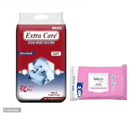 Extra Care Baby Pant Diaper 4XL size + Softsen Baby Wipes-thumb0