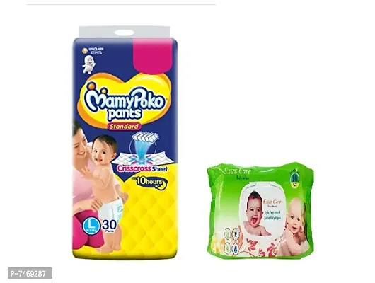 Mamy Poko Large size (30 pants) + Extra Care Baby Wipes (80 wipes)