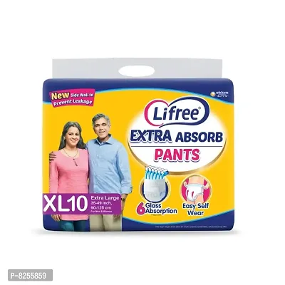 Lifree Extra Absorb Adult Diaper Pants Unisex, Extra Large size 10 Pieces, Waist size