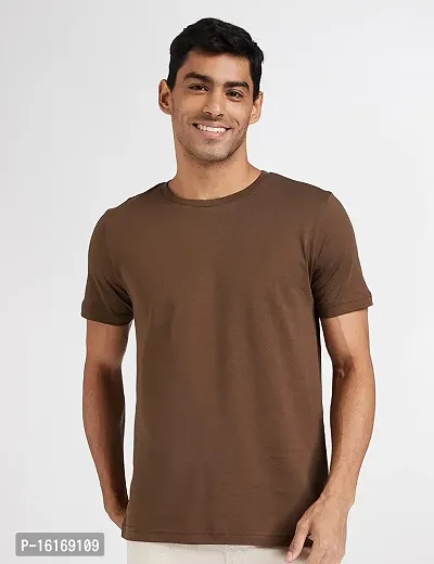 Reliable Brown Cotton  Round Neck Tees For Men-thumb0