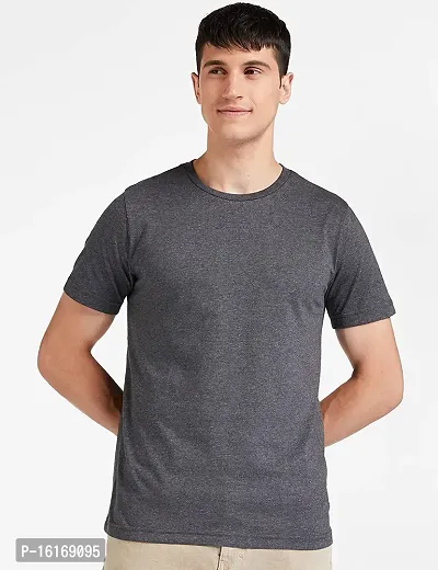 Reliable Grey Cotton  Round Neck Tees For Men-thumb0