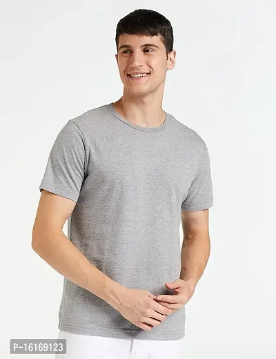 Reliable Grey Cotton  Round Neck Tees For Men-thumb0