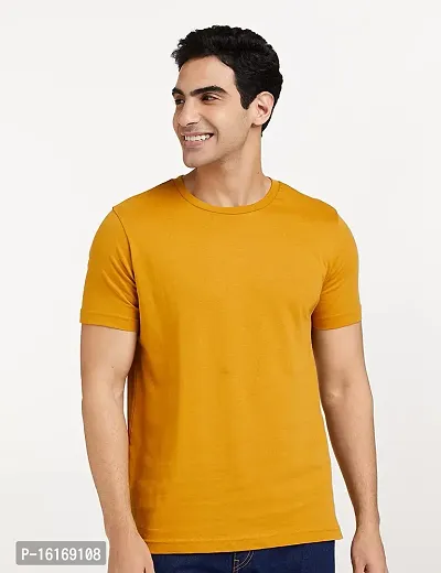 Reliable Yellow Cotton  Round Neck Tees For Men-thumb0