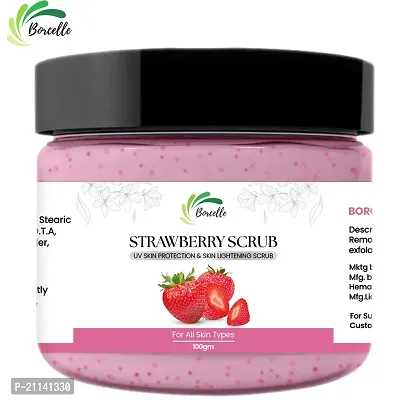 Borcelle Looks Beautiful Stawberry Face Scrub For All Skin Type Smooth and Brighterner Skin For Men and Women