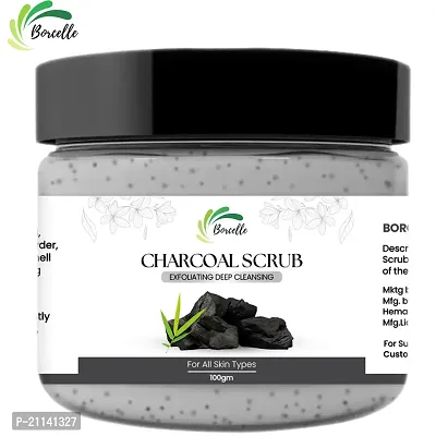 Borcelle Charcoal Scrub For Exfoliating Deep Cleansing And blackheads anti cellulite treatment with coconut oil