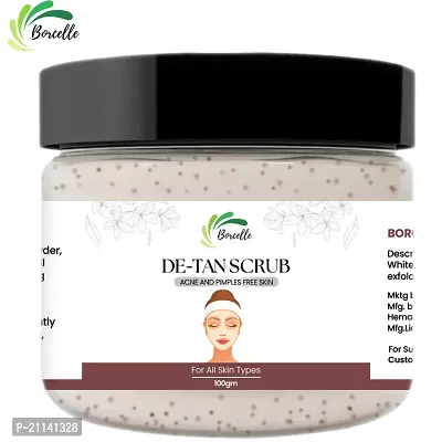 Borcelle Detan Face Scrub and Exfoliators Tan Removal Repair Damage Cause By Sun Acne And Pimple Free Skin Scrub 100 g