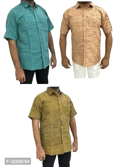 Stylish Multicoloured Cotton Casual Shirt For Men Pack Of 3