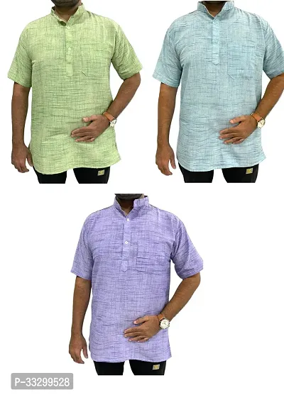 Reliable Multicoloured Cotton Solid Kurta For Men Pack Of 3-thumb0