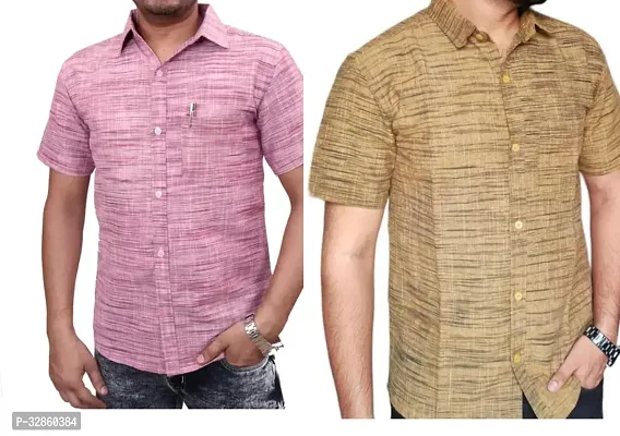 Stylish Multicoloured Cotton Casual Shirt For Men Pack Of 2