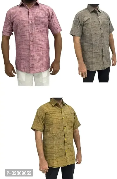 Stylish Multicoloured Cotton Casual Shirt For Men Pack Of 3-thumb0