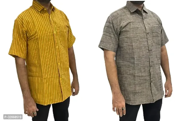 Stylish Multicoloured Cotton Casual Shirt For Men Pack Of 2-thumb0