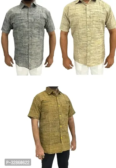 Stylish Multicoloured Cotton Casual Shirt For Men Pack Of 3