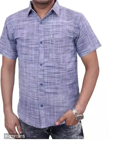 Reliable Purple Cotton Solid Short Sleeves Casual Shirt For Men-thumb0