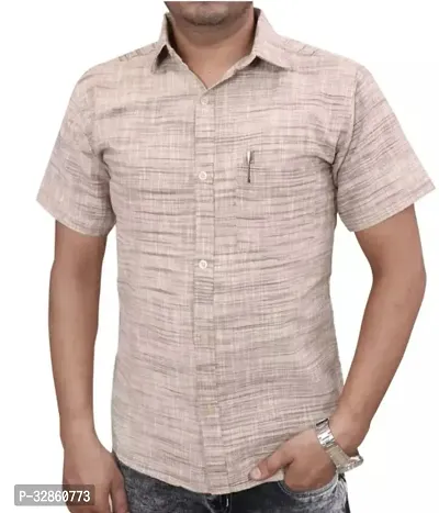 Stylish Cream Cotton Casual Shirt For Men-thumb0