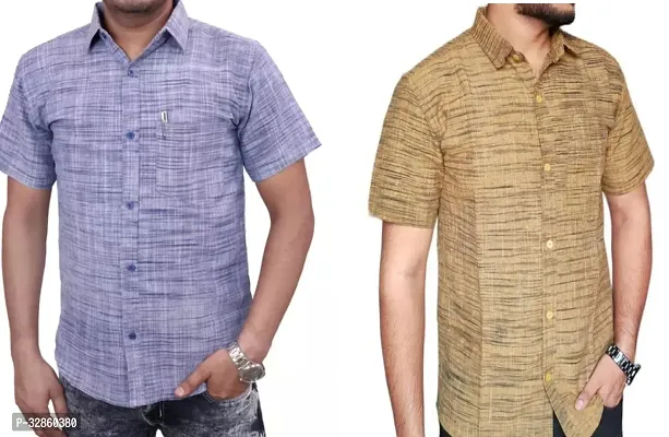 Stylish Multicoloured Cotton Casual Shirt For Men Pack Of 2