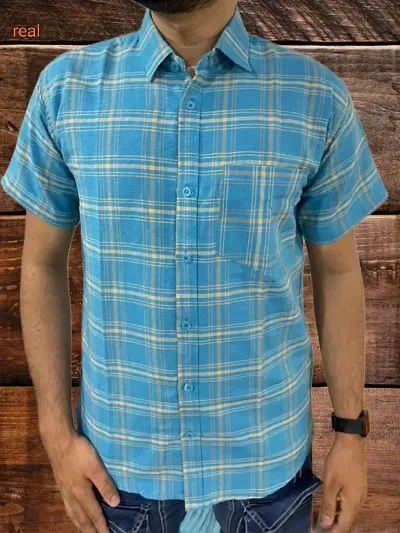 Comfortable Cotton Blend Short Sleeves Casual Shirt 