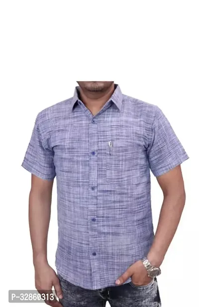 Stylish Lavender Cotton Casual Shirt For Men-thumb0