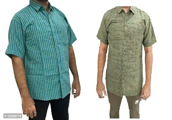 Stylish Multicoloured Cotton Casual Shirt For Men Pack Of 2-thumb0