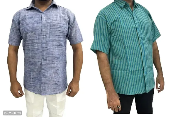 Stylish Multicoloured Cotton Casual Shirt For Men Pack Of 2