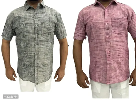 Stylish Multicoloured Cotton Casual Shirt For Men Pack Of 2