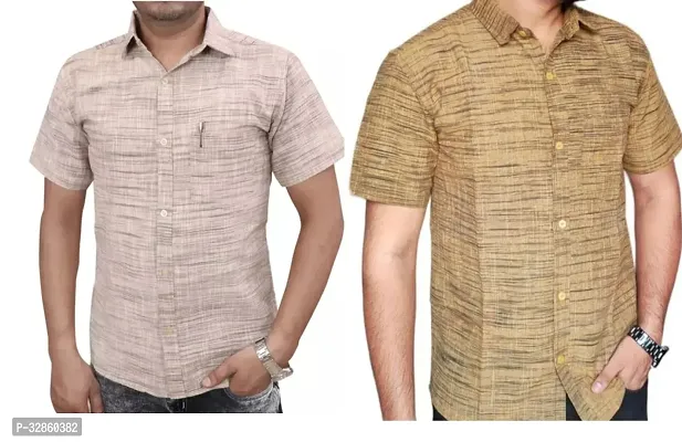 Stylish Multicoloured Cotton Casual Shirt For Men Pack Of 2-thumb0