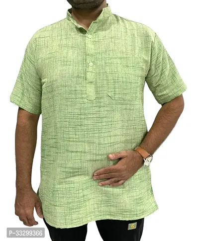 Reliable Green Cotton Solid Kurta For Men-thumb0