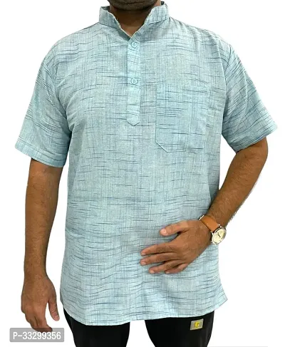 Reliable Blue Cotton Solid Kurta For Men