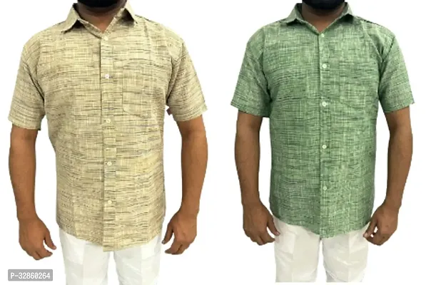 Stylish Multicoloured Cotton Casual Shirt For Men Pack Of 2-thumb0