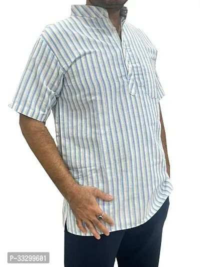 Reliable White Cotton Striped Kurta For Men-thumb0