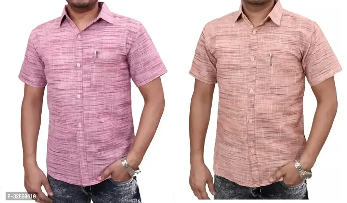 Stylish Multicoloured Cotton Casual Shirt For Men Pack Of 2-thumb0