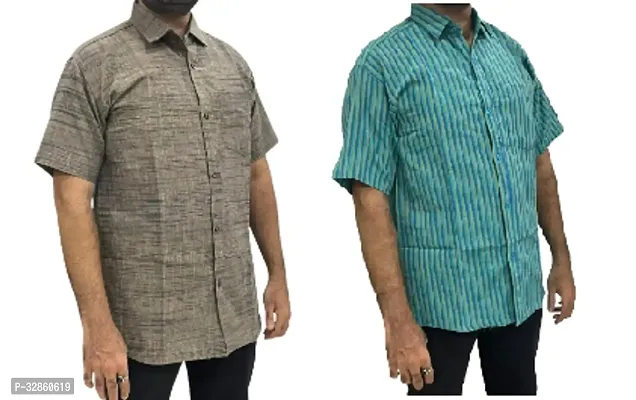 Stylish Multicoloured Cotton Casual Shirt For Men Pack Of 2