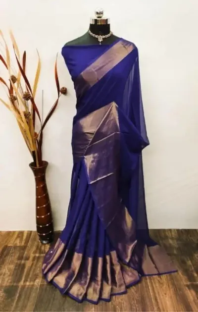 Ruhab's Women Chiffon Daily Wear Woven Design Saree With Unstitched BlouseRegal Artistry |