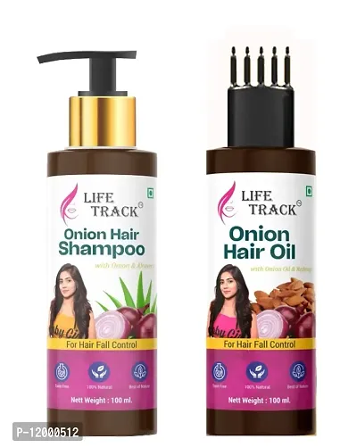 Lifetrack Onion Hair Oil And Shampo For Hair Fall Control Combo Pack 200ml 100% Natural