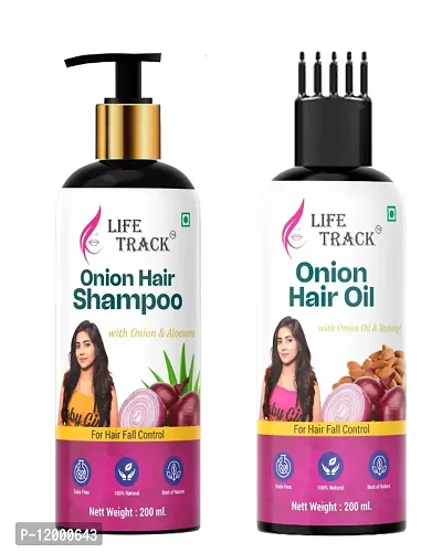 Lifetrack Onion Hair Oil And Shampo For Hair Fall Control Combo Pack 400ml 100% Natural