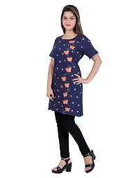 Women's Long T-Shirt (Btrfly,Navy Blue)-thumb3