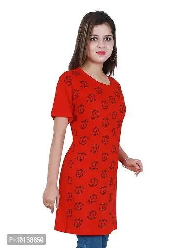 BG Women Long T-Shirt (Red,Phool)-thumb3