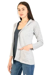 BG ONLINE Women/Girl's Cotton Casual Shrugs with Pocket & Full Sleeves (Light Grey)-thumb2