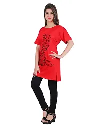 BG Women Long T-Shirt (Phool-Patti,Red)-thumb2