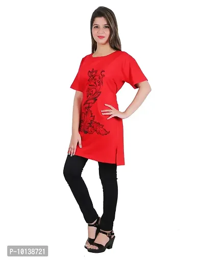 BG Women Long T-Shirt (Phool-Patti,Red)-thumb3