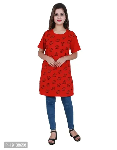 BG Women Long T-Shirt (Red,Phool)-thumb6