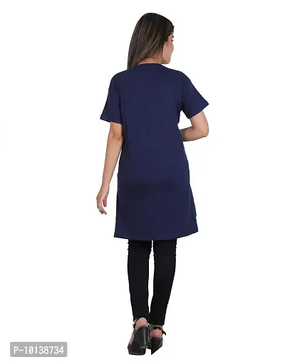 Women's Long T-Shirt (Btrfly,Navy Blue)-thumb5