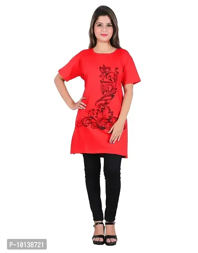 BG Women Long T-Shirt (Phool-Patti,Red)-thumb0