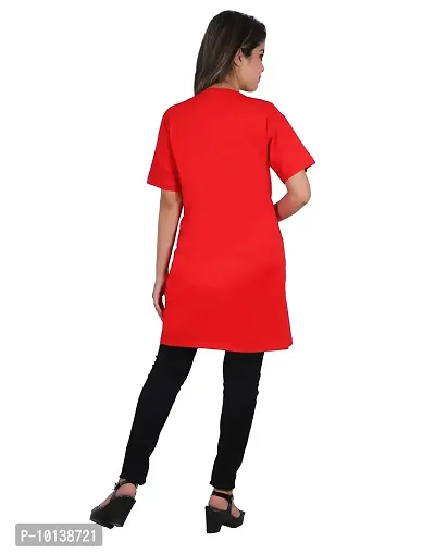 BG Women Long T-Shirt (Phool-Patti,Red)-thumb4